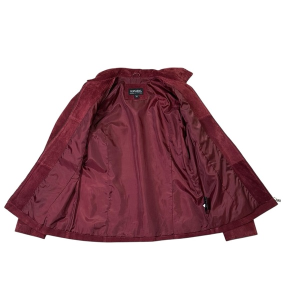 Vintage Bernardo Women’s M Red Burgundy Suede Leather Full Zip Lined Jacket Coat - Picture 8 of 14